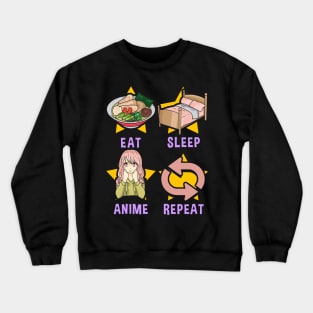 Cute Eat Sleep Anime Repeat Funny Anime Obsessed Crewneck Sweatshirt